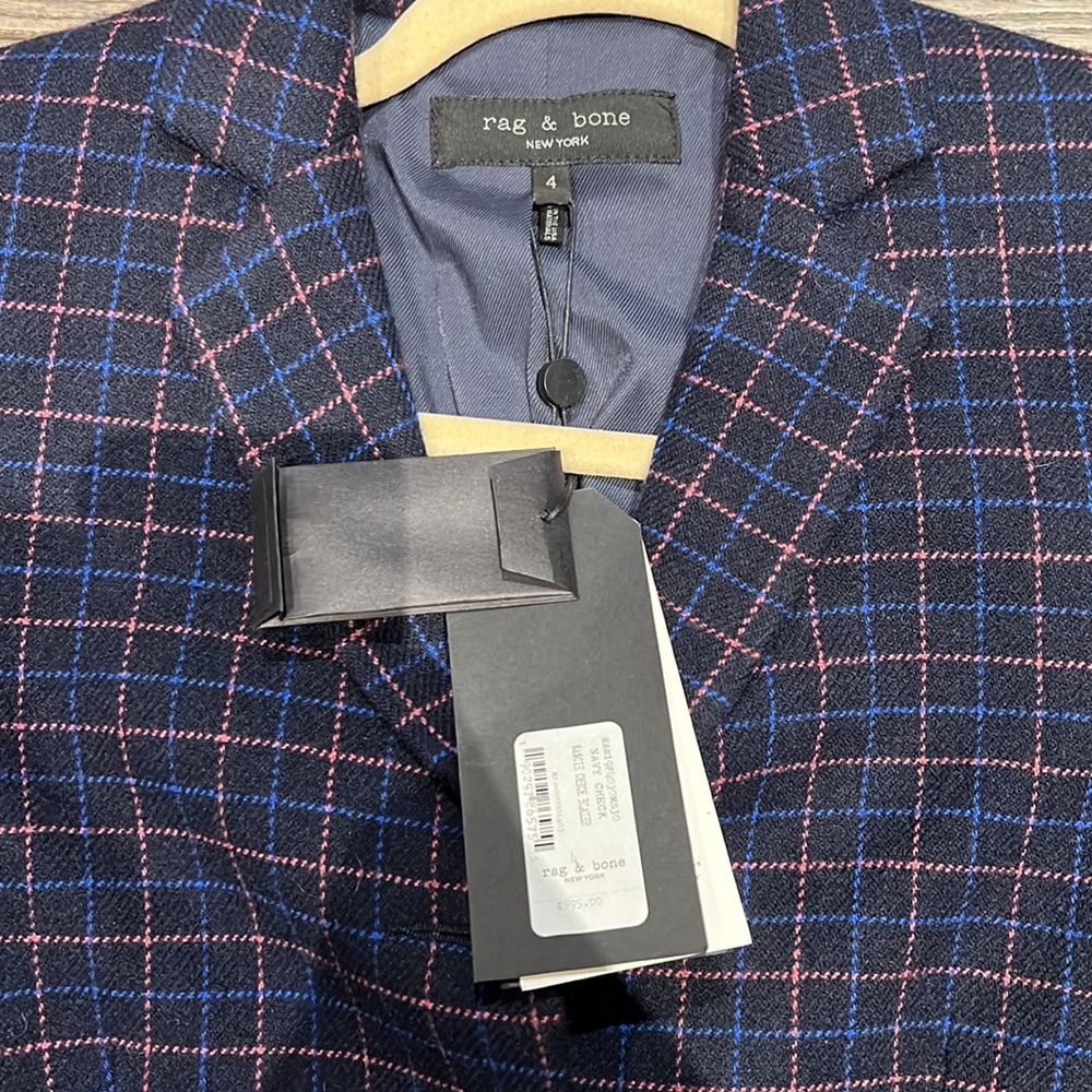 rag & bone Nancie Virgin Wool Blend Check Blazer, 4 - Picture 6 of 6